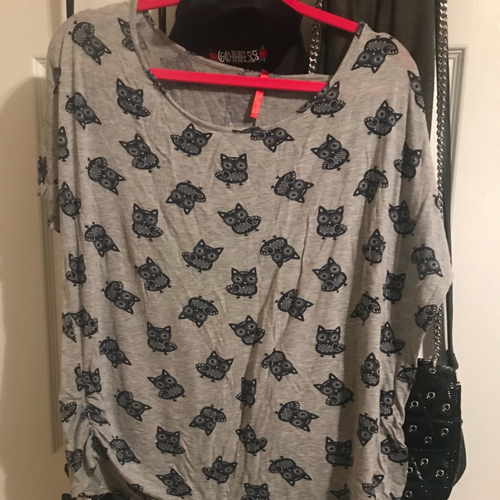 Owl Print Plus Size Shirt 2X